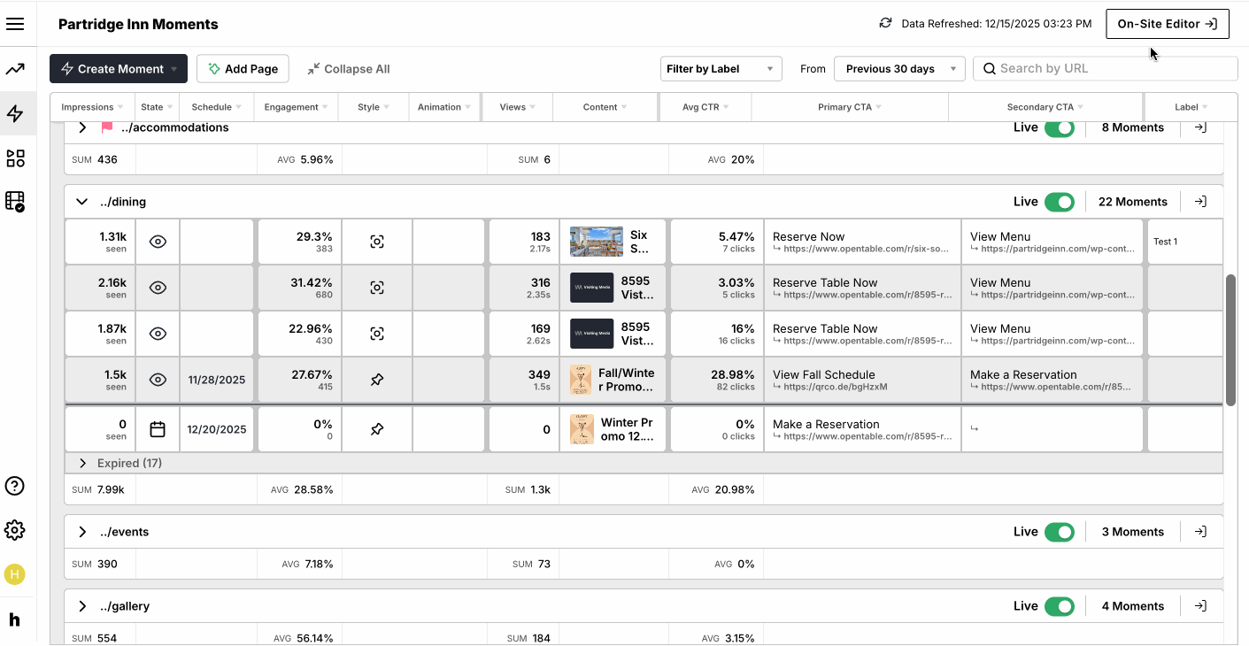 How do I add a new Moment Label On-Site Editor-1