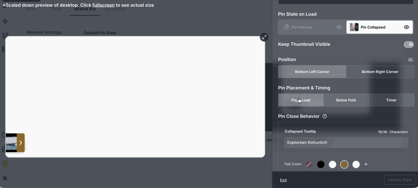 How to Set Pin to Load Below Fold